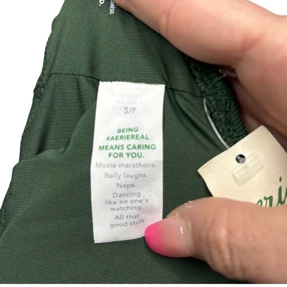 NWT Aerie Longline Halter Bikini Top Small Green Textured Eco Swim - Picture 8 of 9